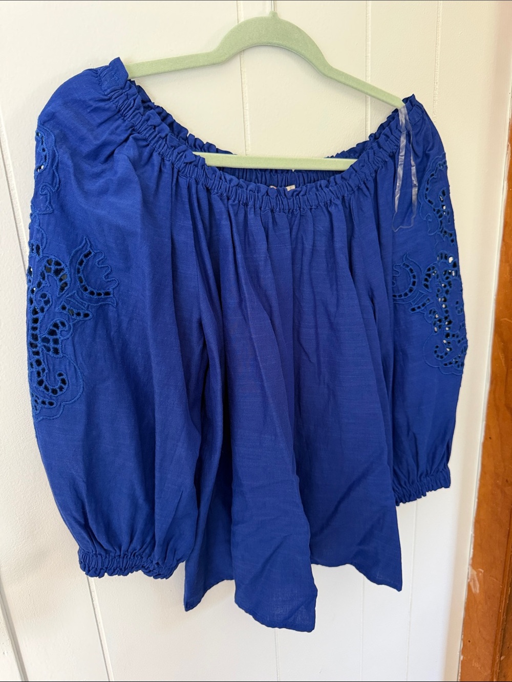 Knox Rose Royal Blue Off-Shoulder Peasant Blouse